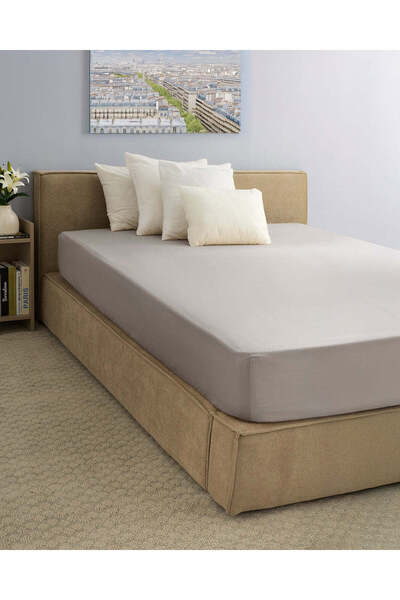 REDTAG Grey Cotton Fitted Sheet (King Size)