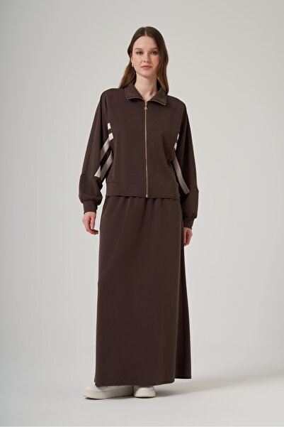 Nuss 1096 Jacket Skirt Set with Double Band Detail on the Sleeves