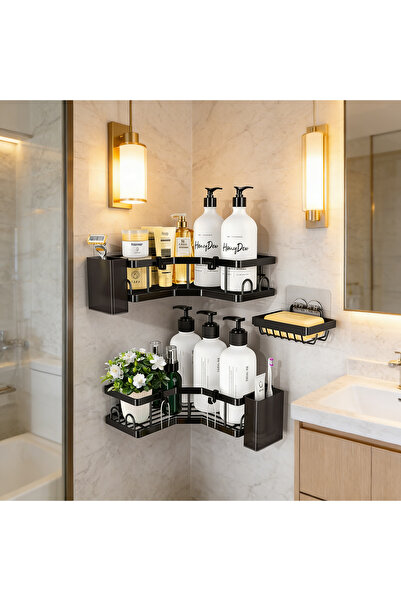 Generic Bathroom Organizer，2 Pack Corner Shower Caddy, Adhesive Shower Corner...