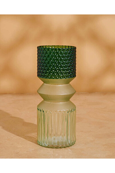 REDTAG Green Patterned Glass Vase Small