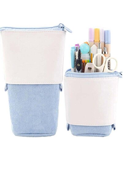 Arabest Telescopic Pencil Bag Pen Holder Stationery Case, PU Corduroy Stand-u...