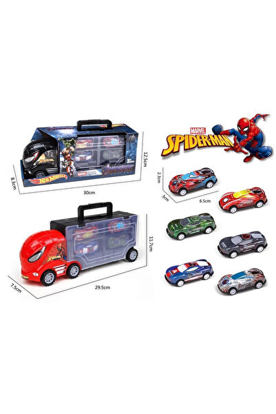 Toybox شاحنة نقل سيارات سبايدرمان مع 3 سيارات معدنية، لعبة للأطفال