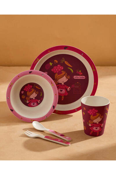 REDTAG Pink 5 Piece Kids Breakfast Set