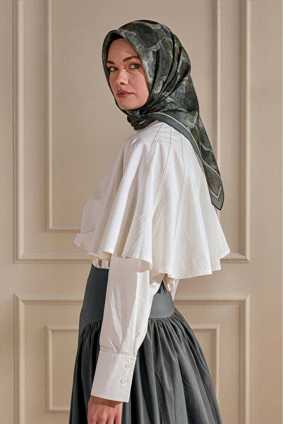 SilkTouch Gray Relief Pattern Checkered Scarf