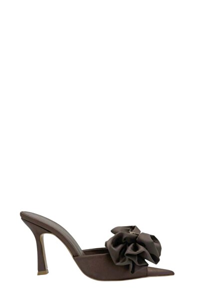Moulin Shoes Brown Satin Bow and Stone Accessory Evening Dress Women's Heels ...