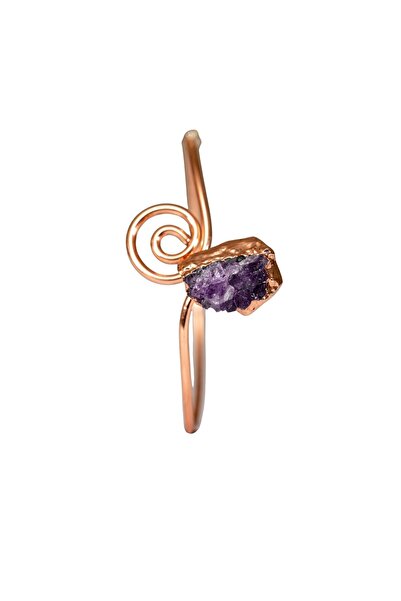 Zeynep Büyükbay Elegant Spiral Amethyst Copper Bracelet