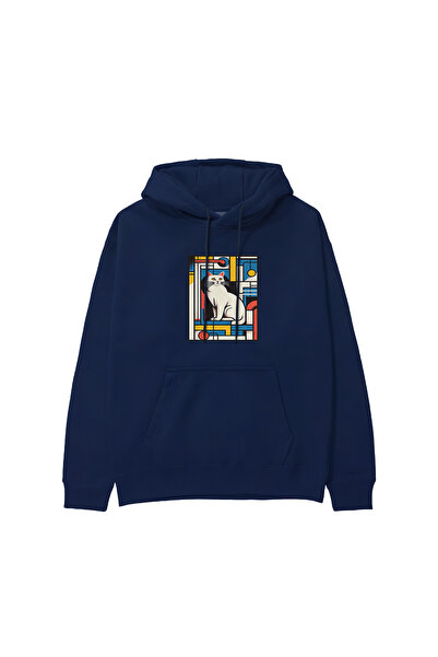 The Lucid Lab Bauhaus Cat Hoodie - Navy Blue