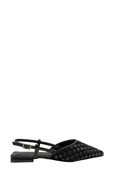 Moulin Shoes حذاء نسائي أسود بكعب قصير مفتوح من الخلف حذاء مسطح