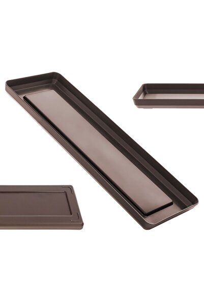 KADAX Flowerpot Stand 40cm Rectangular Tray Mocha Plastic
