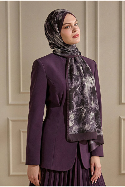 SilkTouch Mürdüm Eskiz Desenli Organik Şal