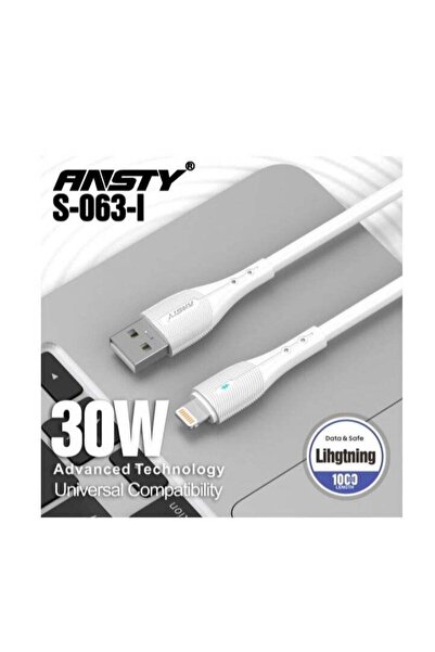 ANSTY S-063-I Silicone Lightning Cable with LED - Fast & Stable Charging, Sof...