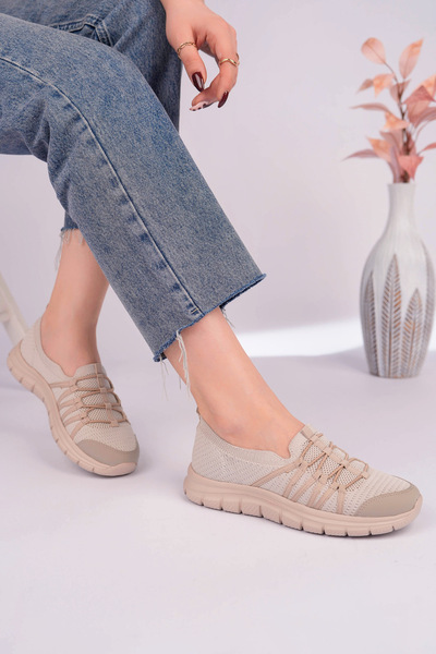 Akgün Kadın Bej Memory Foam Yürüyüş Ayakkabısı