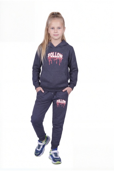 FYK KİDS Спортивний костюм для дівчаток з капюшоном і кишенями-кенгуру, з при...