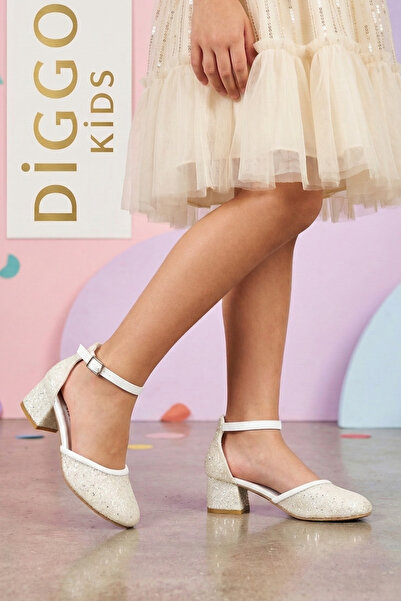 DİGGO KİDS Cream White Glittery Girls' Heeled Shoes Children's Evening Dress ...