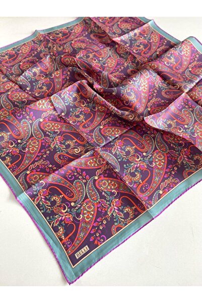 Belli Μεταξωτό Φουλάρι Τουίλ - 4101-31 Μωβ Τυρκουάζ