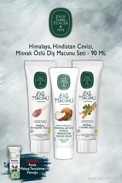Eyüp Sabri Tuncer 3 Pieces Himalaya, Coconut, Miswak 90 ml Toothpaste, Rosie