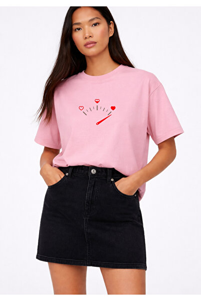 VODEXA Tricou oversize LOVE INDICATOR Imprimat 100% bumbac Tricou confortabil