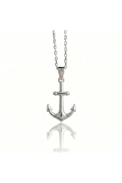 Ashak Accessories Kadın 925 Ayar Gümüş Zincirli Gemi Çapa Deniz Çapası Kolye