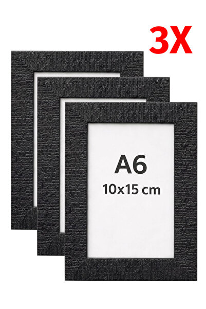 Sadrazam 3 rame foto A6 din plastic negru cu sticlă – 10x15 cm, pentru agățat...