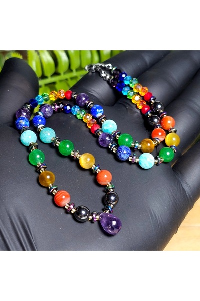 Singincraft 7 شاكرات - قلادة من الأحجار الطبيعية ذات الشاكرات السبع - 42 سم +...