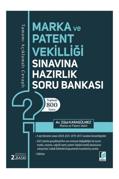 Adalet Yayınevi Marka ve Patent Vekilliği Sınavına Hazırlık Soru Bankası+KRAF...