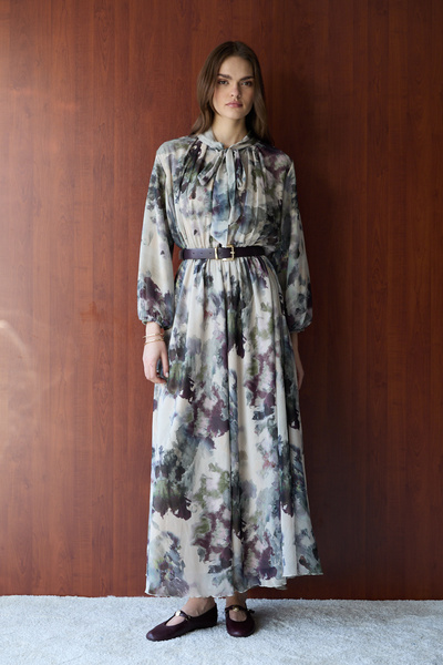 Melike Tatar Με σχέδιο Φόρεμα Ζώνη τεμαχίων 32-2725