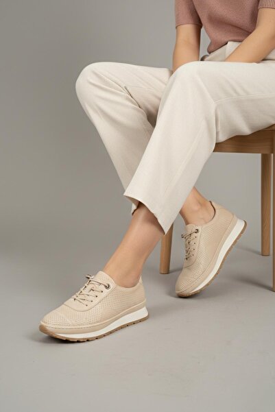 Papuçsepeti Shoe Basket Women's Ornamental Lace-Up Comfortable Sole Orthopedi...