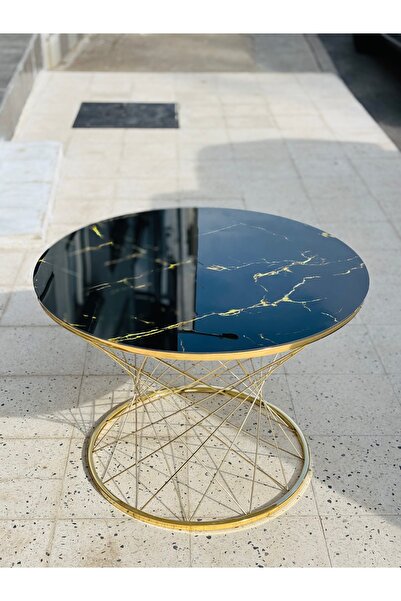 GÜLMOBİLYA38 POTA ORTA SEHPA TAMPERLİ CAM GOLD