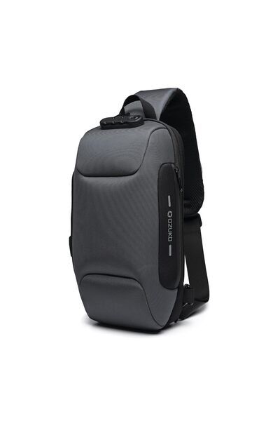 OZUKO Anti-Theft Sling Crossbody Backpack for Men With USB Port, Reflective D...