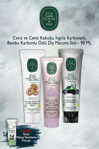 Eyüp Sabri Tuncer 3 Pieces 90 ml Walnut, Carbonate, Bamboo Toothpaste, Rosie