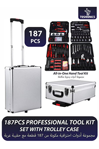 TOSHIONICS 187Pcs Hand Tool Set includes Automobile Tools for Repairs Kit wit...