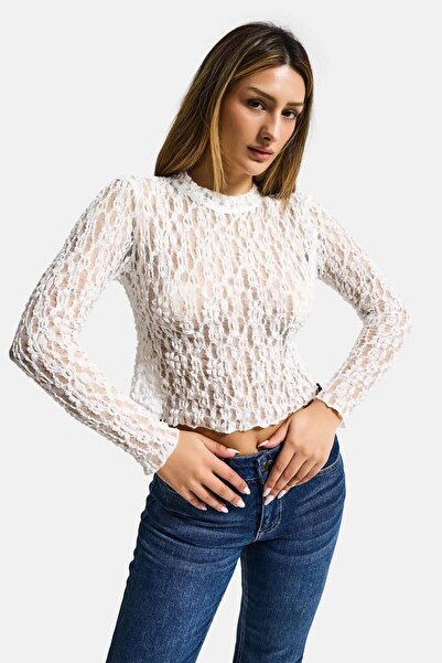 it's basic Ženska bluza u boji krem Proziran Skraćeni kroj