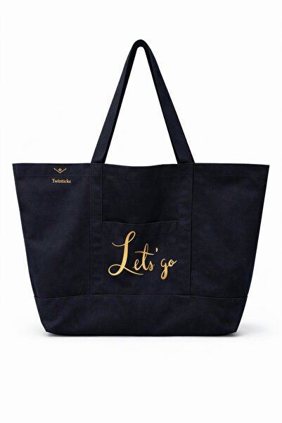 TWINTICKS كانفاس جولد سлогان مطبوع سبورتس آند يوجا حقيبة سي - حجم كبير، متين،...