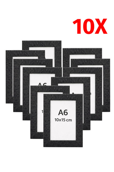 Sadrazam 10 rame foto A6 din plastic negru cu sticlă – 10x15 cm, pentru agăța...