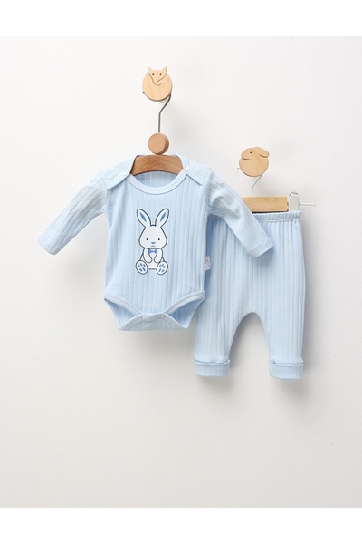 MiniKids Set 2 piese, Happy Rabbit, albastru