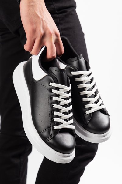 Erceka Men's Sports Shoes Suitable for Daily Use Sneakers Lace-Up White - Black
