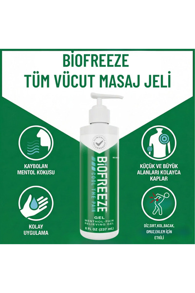 ql Qozmolife since 2009 Biofreeze ® Jel, 225 ml kas,eklem agırıları ,sırt agı...