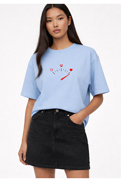 VODEXA Tricou oversize LOVE INDICATOR Imprimat 100% bumbac Tricou confortabil