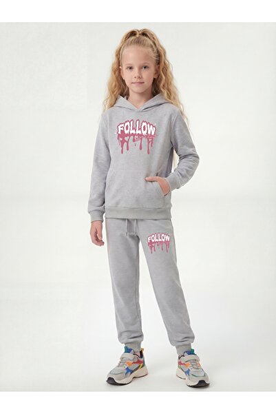 FYK KİDS Kengur džep Sa kapuljačom Pratite set trenerke za devojčice sa detal...