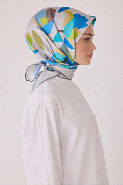 Belli Κασκόλ Twill Μετάξι - 4040-32 Ανοιχτό Γκρι Τυρκουάζ