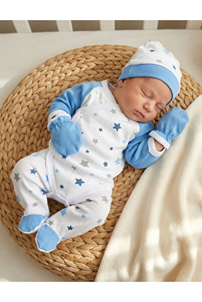 MiniKids Costumas 4 piese, Stelute cu albastru