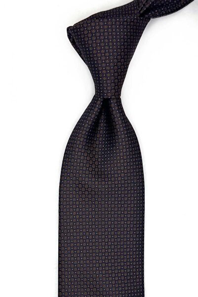 Kravatkolik Brown Dot Pattern Classic Tie with Handkerchief Kk13650