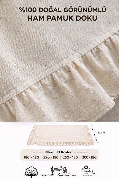 cotton maison Naturel Fırfırlı Koltuk Örtüsü Şalı Vintage 300x180 Cm