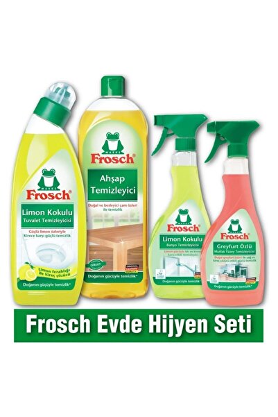 Frosch 4'lü Ev Temizlik Seti – Ahşap, Banyo, Mutfak ve Tuvalet Temizleyici Do...