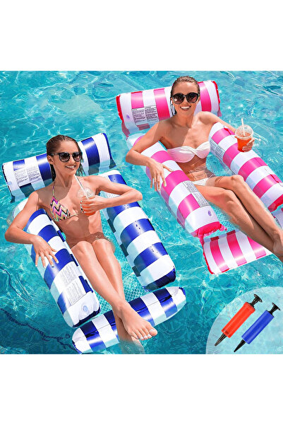 Generic 2 Pack Inflatable Swimming Pool Floats, 4-in-1 Adults Pool Float & Wa...