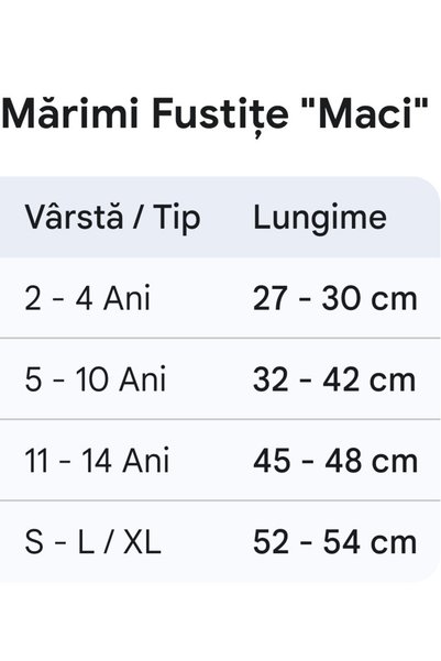 VIKI DISAIN Fustă Tradițională Jerse Premium Maci +12ani