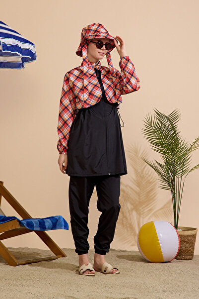 GAVLİA طقم ملابس سباحة نسائية محتشمة مكون من 5 قطع - بسحاب كامل..