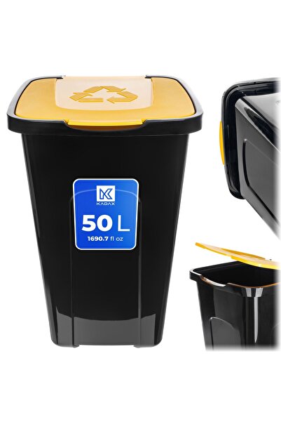 KADAX Waste Sorting Bin 50L Yellow Plastic