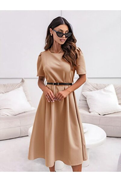 GLAMSI Day dress with thin buckle made of eco- Leather