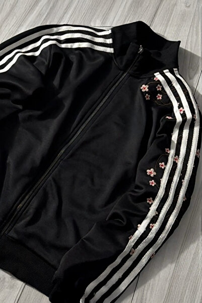 Köstebek Black Three-Stripe Sakura Tree Y2K Unisex Cardigan